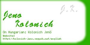 jeno kolonich business card